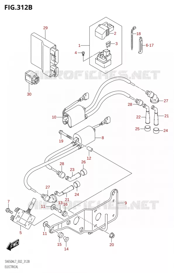 PARTIE ELECTRIQUE (SV650A:L7:E19) Suzuki MOTO 650 SV 2017  SV650A L7 (E19)