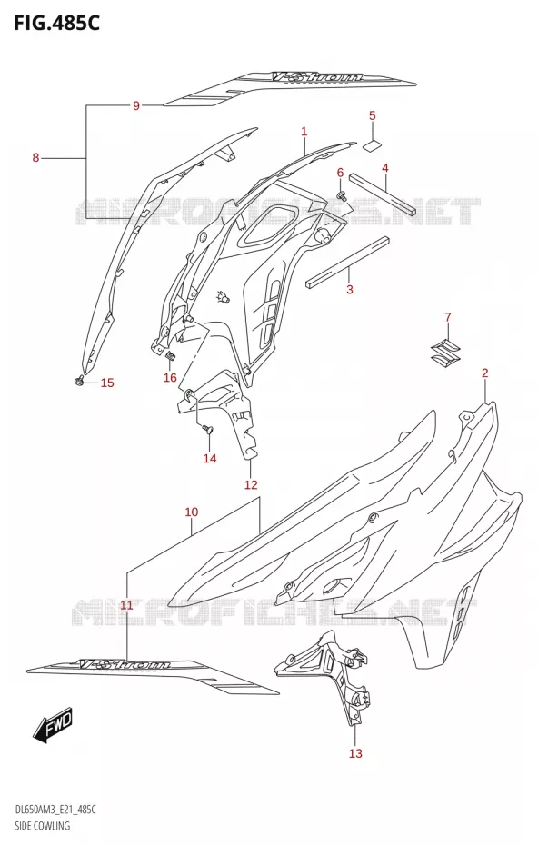 FLANCS DE CARENAGES (DL650XA:M3:E21) Suzuki MOTO 650 V-STROM 2023  DL650AM3