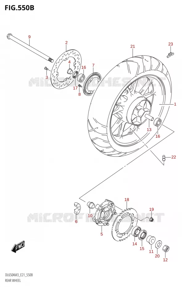 ROUE ARRIERE (DL650AU:M3:E21) Suzuki MOTO 650 V-STROM 2023  DL650AM3