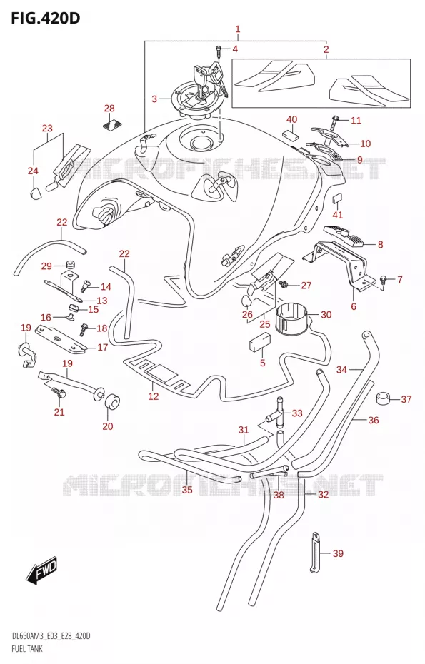 RESERVOIR D'ESSENCE (DL650XA:M3:E03) Suzuki MOTO 650 V-STROM 2023  DL650AM3