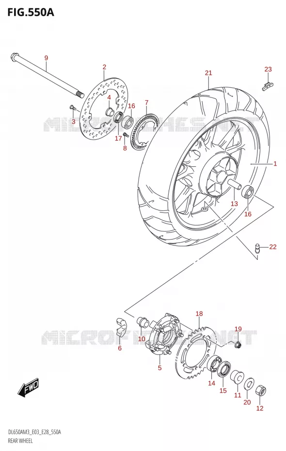 ROUE ARRIERE (DL650A:M3:E03) Suzuki MOTO 650 V-STROM 2023  DL650AM3