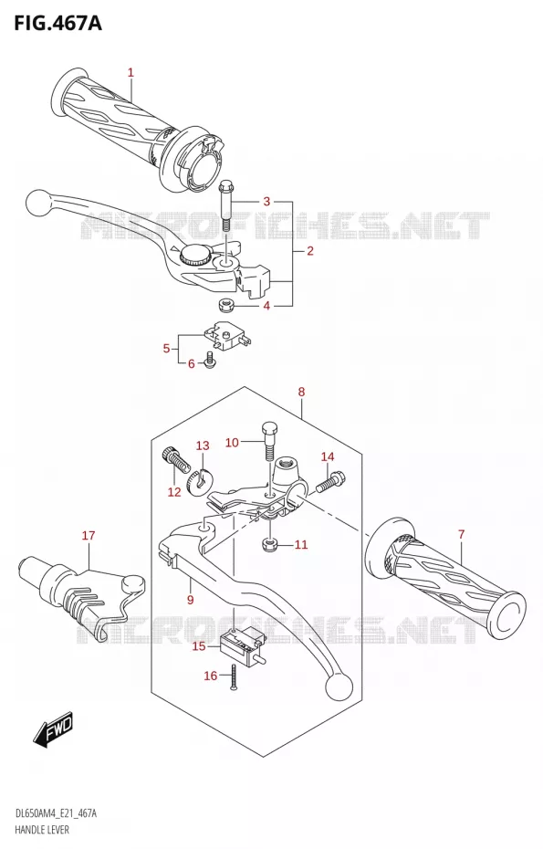 LEVIERS - POIGNEES (DL650A:M4:E21) Suzuki MOTO 650 V-STROM 2024  DL650AM4