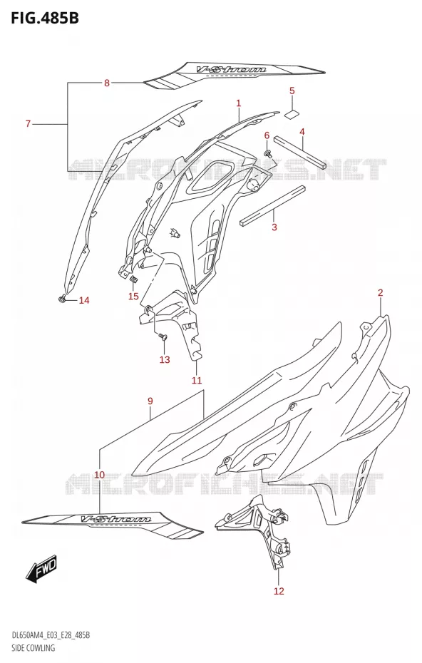 FLANCS DE CARENAGES (DL650A:M4:E28) Suzuki MOTO 650 V-STROM 2024  DL650AM4