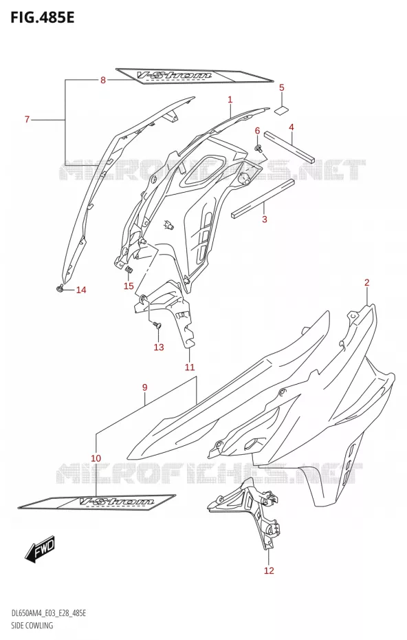 FLANCS DE CARENAGES (DL650XA:M4:E28) Suzuki MOTO 650 V-STROM 2024  DL650AM4