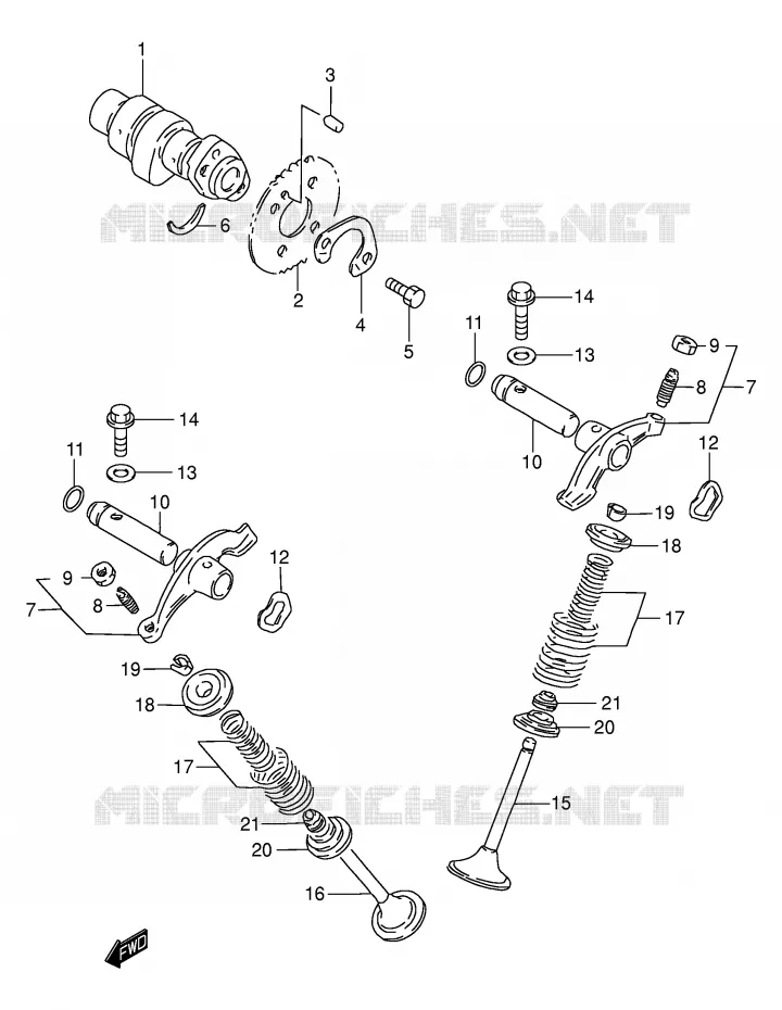 ARBRE A CAMES - SOUPAPES Suzuki MOTO 200 DR 2002  DR200SEK2(E3/E28)
