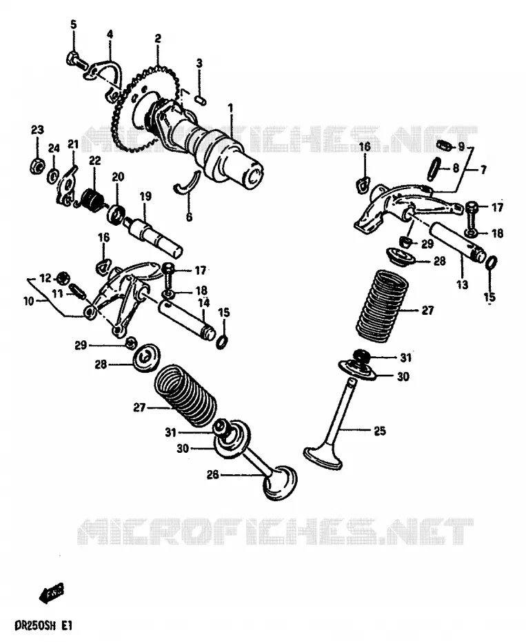 ARBRE A CAMES - SOUPAPES Suzuki MOTO 250 DR 1987  DR250SH(E/F/G/H)