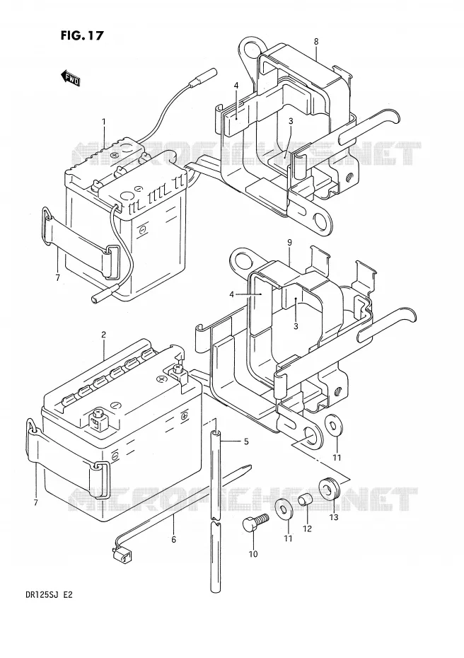 BATTERIE Suzuki MOTO 125 DR 1987  DR125SH(E2)