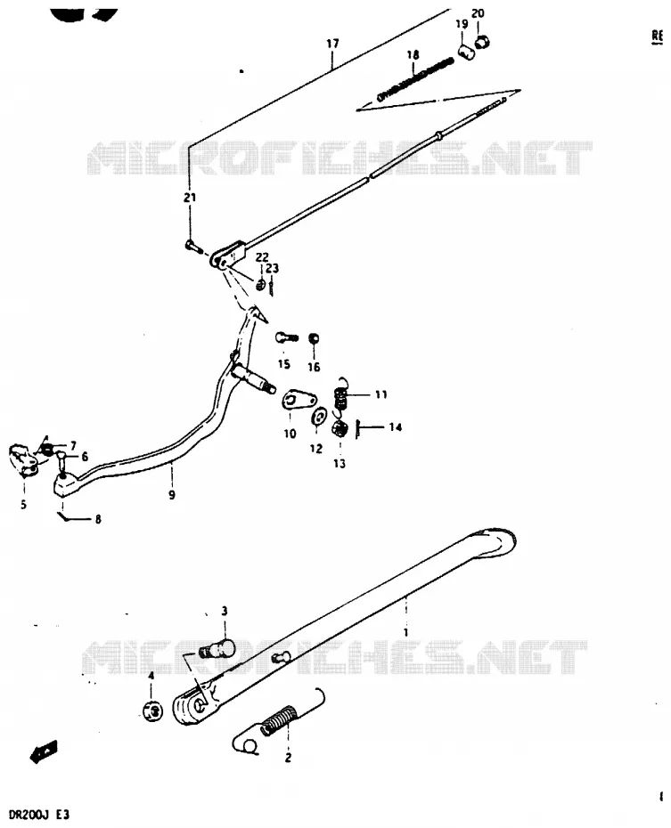 BEQUILLE - PEDALE DE FREIN ARRIERE Suzuki MOTO 200 DR 1988  DR200J(G/H/J)