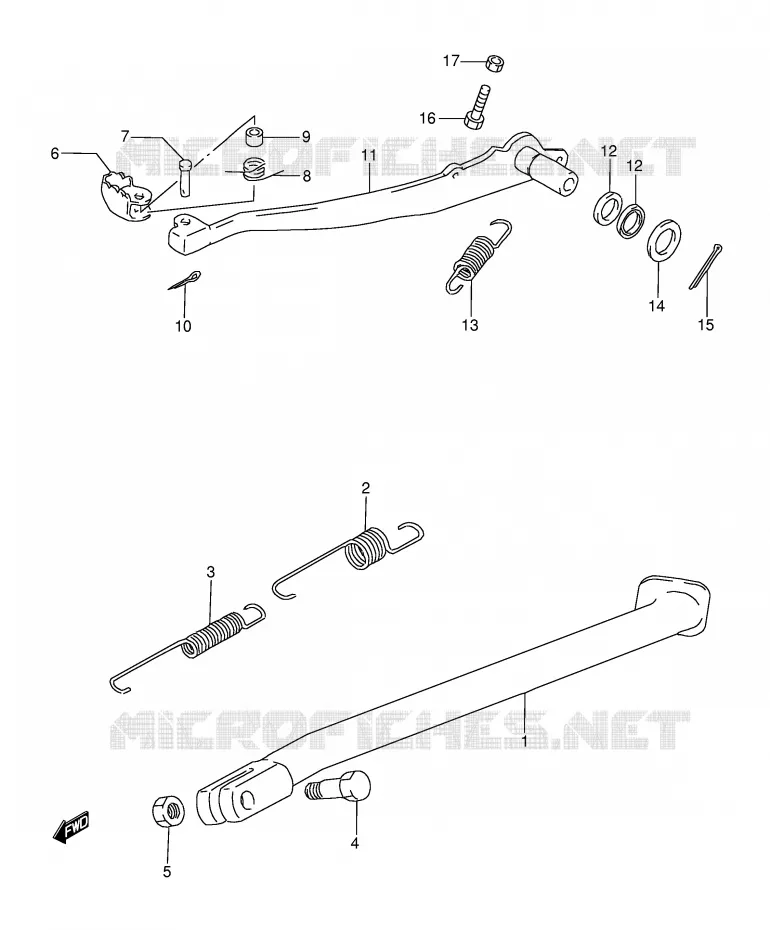 BEQUILLE - PEDALE DE FREIN ARRIERE Suzuki MOTO 350 DR 1990  DR350L(E3)