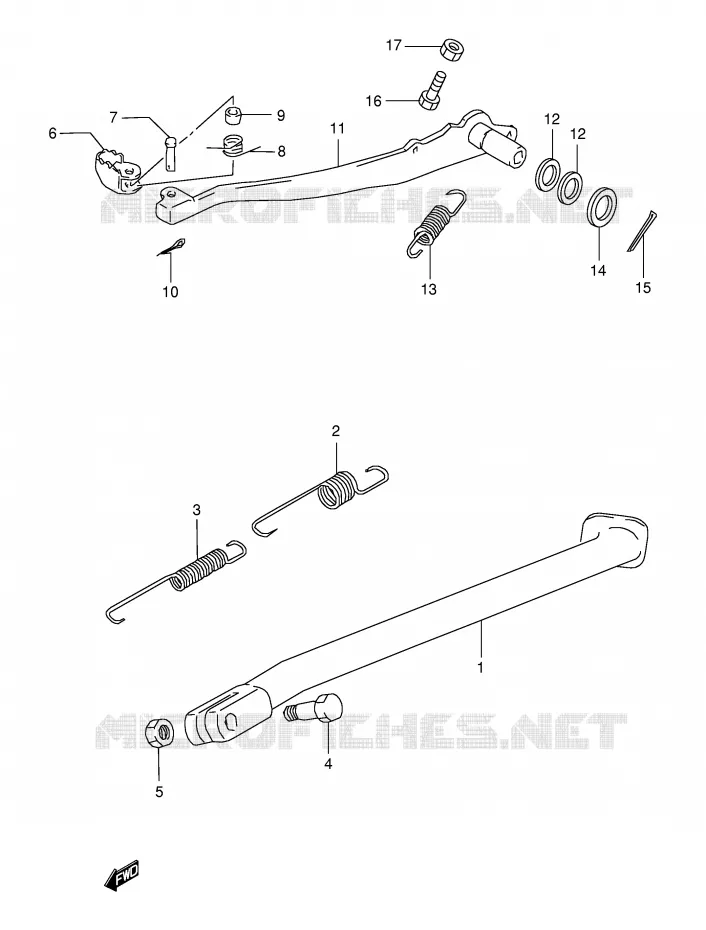 BEQUILLE - PEDALE DE FREIN ARRIERE Suzuki MOTO 350 DR 1998  DR350SEW(E2)