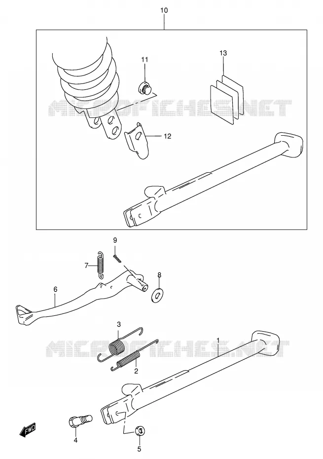 BEQUILLE - PEDALE DE FREIN ARRIERE Suzuki MOTO 650 DR 2001  DR650SEUK1(E4)
