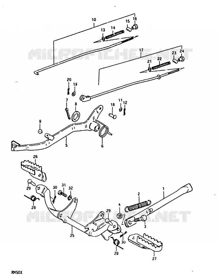 BEQUILLE LATERALE - PEDALE DE FREIN Suzuki MOTO 50 RM 1981  RM50X(C/N/T/X)