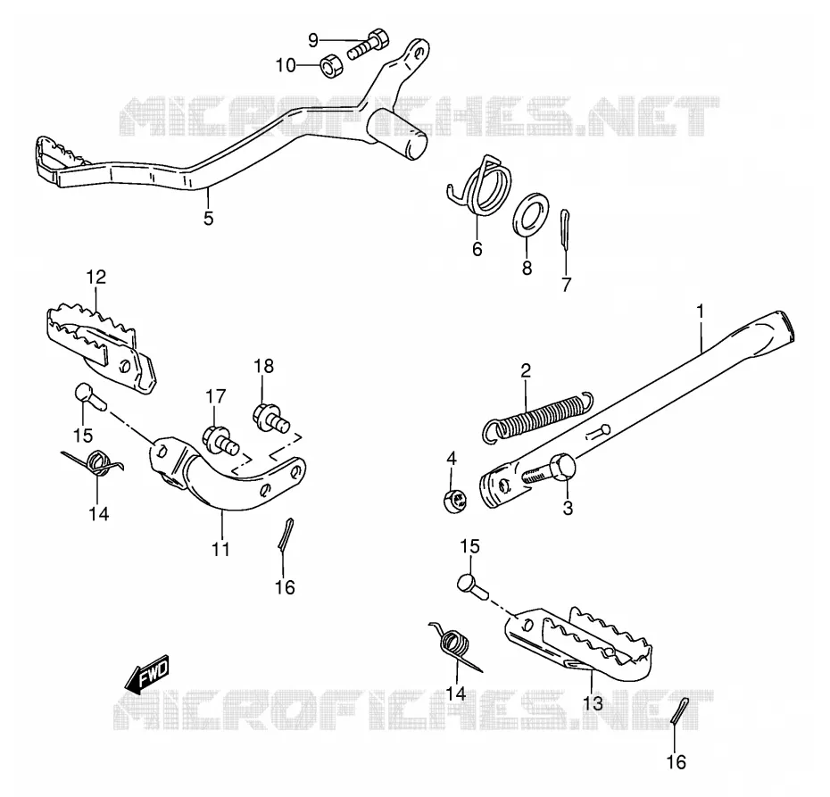 BEQUILLE LATERALE - PEDALE DE FREIN Suzuki MOTO 80 DS 1996  DS80T(E24)