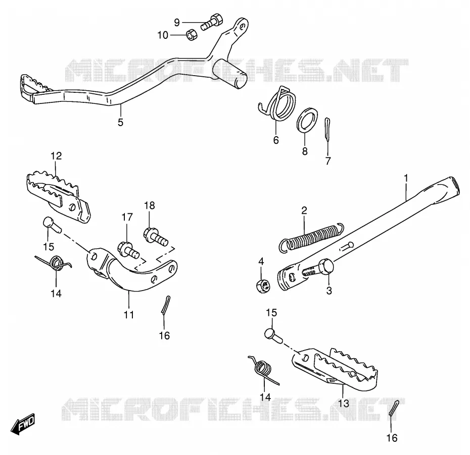 BEQUILLE LATERALE - PEDALE DE FREIN Suzuki MOTO 80 DS 1996  DS80T(E3/E28)