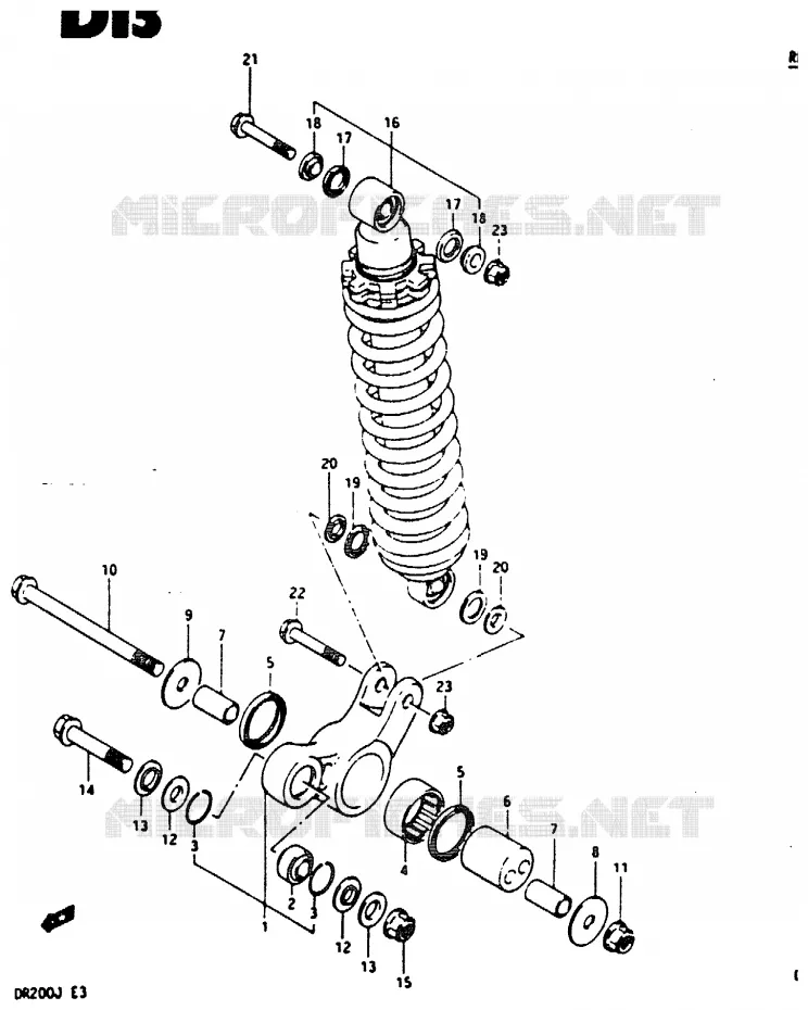 BIELLETTE DE SUSPENSION ARRIERE Suzuki MOTO 200 DR 1986  DR200G(G/H/J)