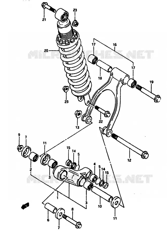 BIELLETTE DE SUSPENSION ARRIERE Suzuki MOTO 650 DR 1990  DR650SL(L/M)