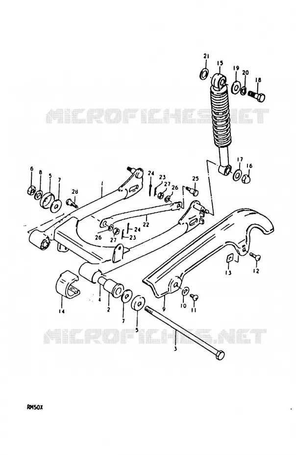 BRAS OSCILLANT ARRIERE (RM50N, RM50T, RM50X) Suzuki MOTO 50 RM 1981  RM50X(C/N/T/X)