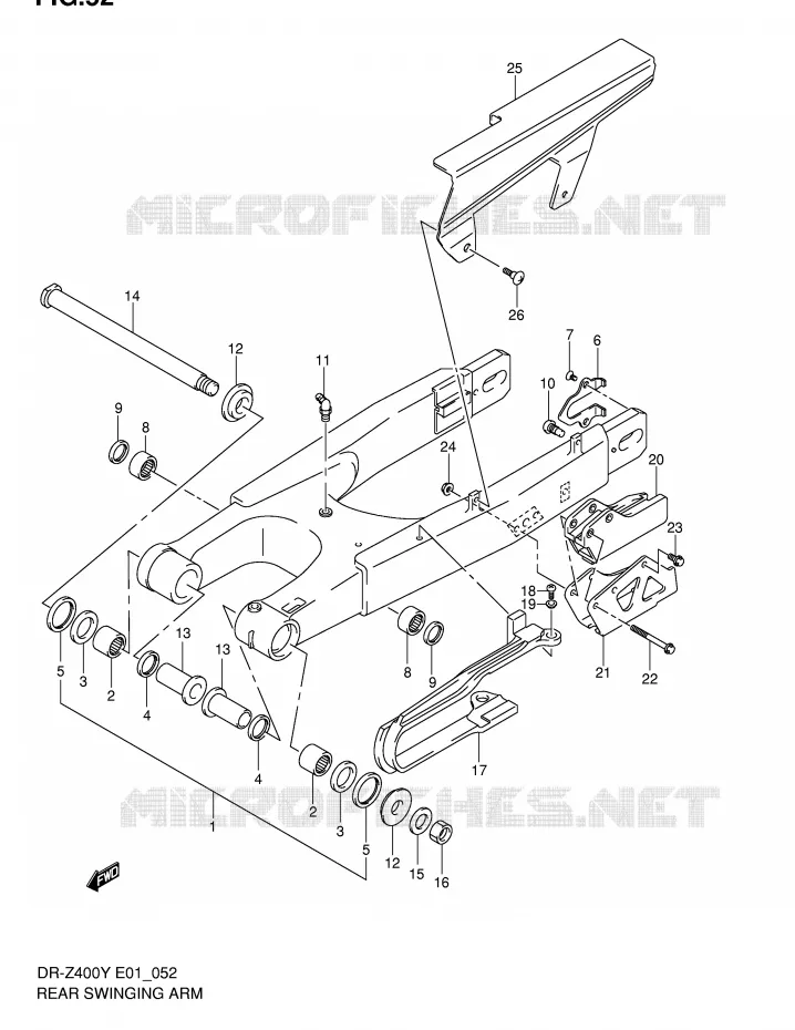 BRAS OSCILLANT ARRIERE Suzuki MOTO 400 DR-Z 2001  DR-Z400EK1(E1)
