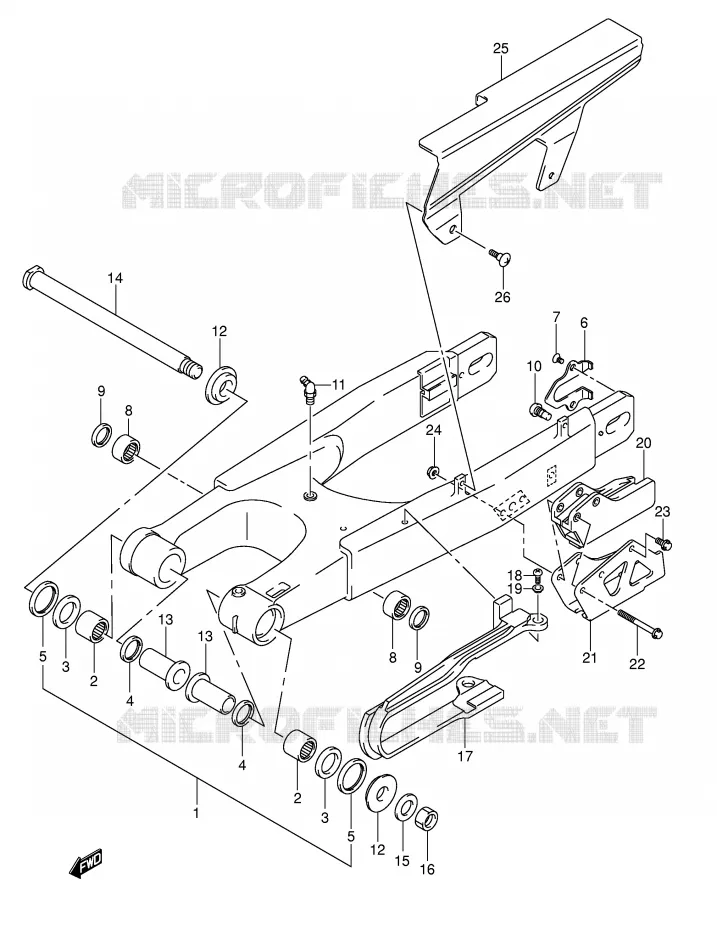 BRAS OSCILLANT ARRIERE Suzuki MOTO 400 DR-Z 2005  DR-Z400EK5(E1)