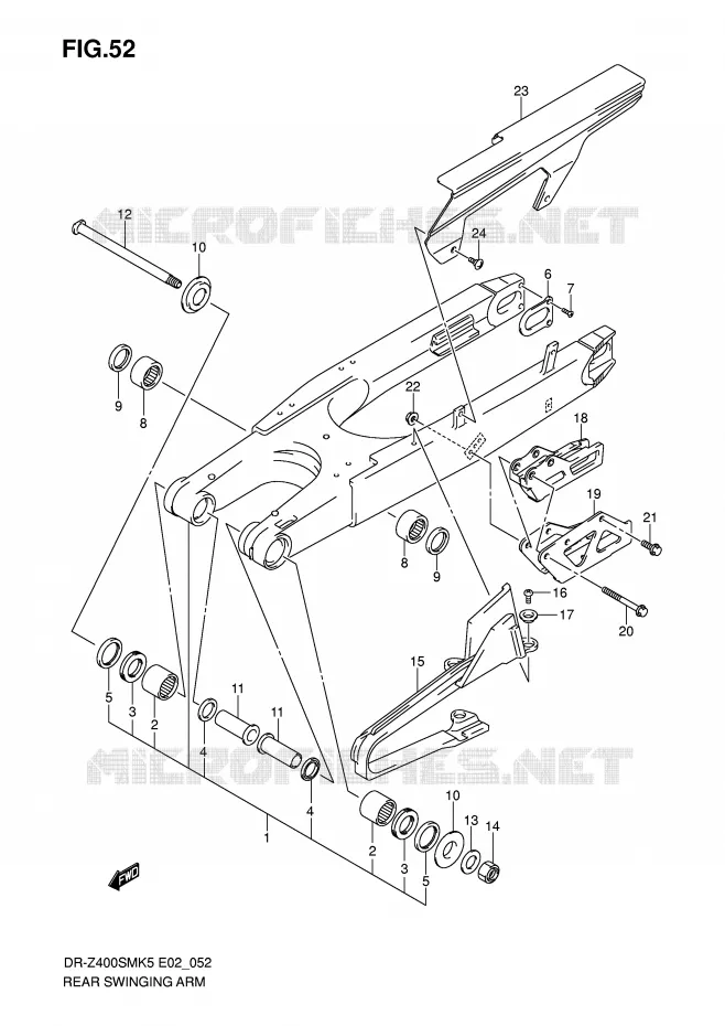 BRAS OSCILLANT ARRIERE Suzuki MOTO 400 DR-Z 2005  DR-Z400SMUK5(E2)