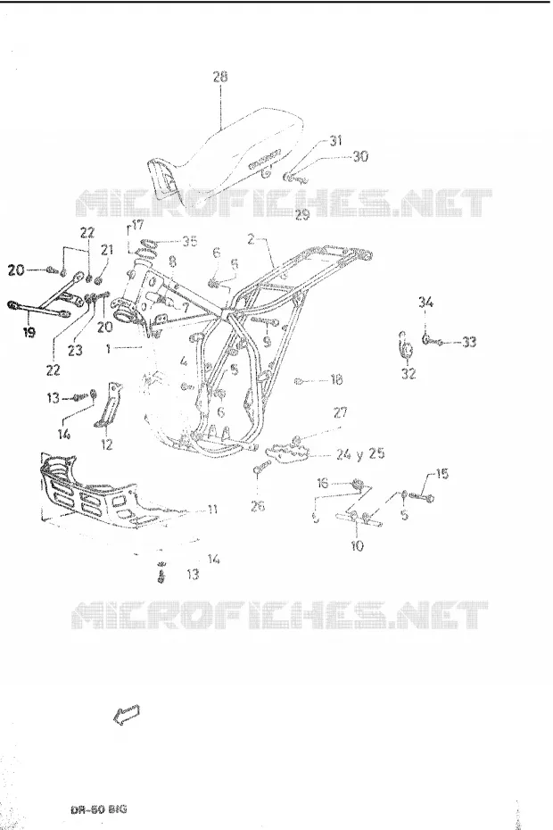 CADRE - SELLE Suzuki MOTO 50 DR 1986  DR-50BIG