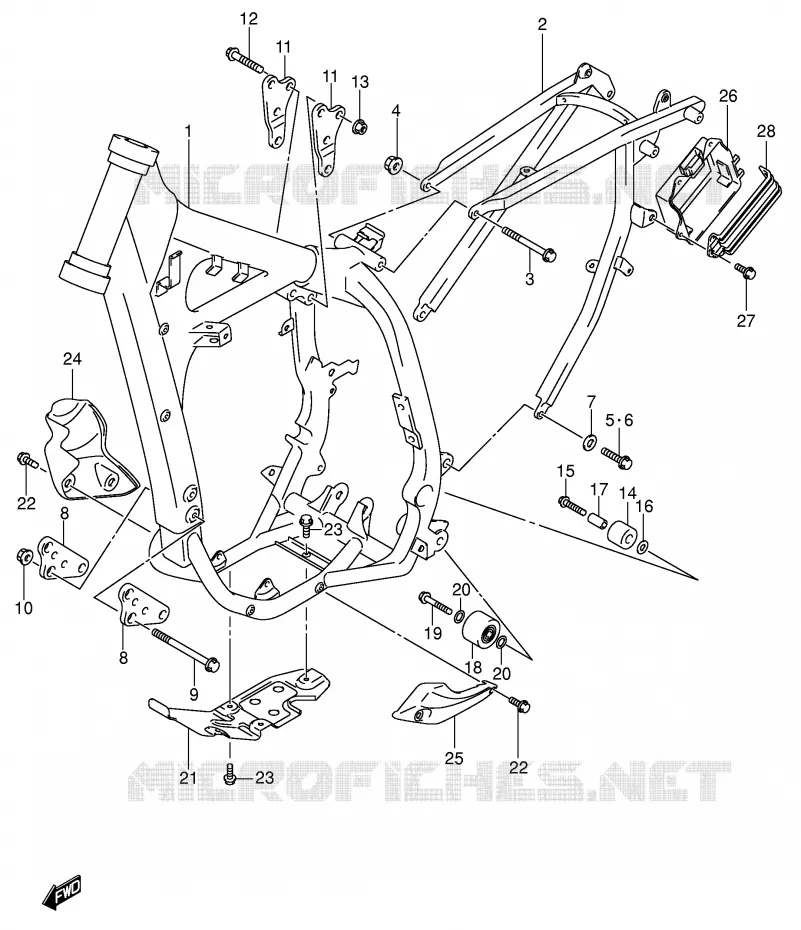 CADRE (MODELE K1/K2/K3/K4) Suzuki MOTO 400 DR-Z 2003  DR-Z400EK3(E1)