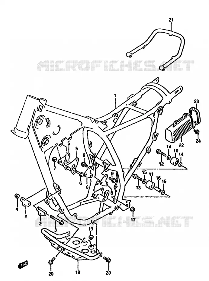 CADRE (MODELE L) Suzuki MOTO 350 DR 1991  DR350SM(L/M/N/P/R)