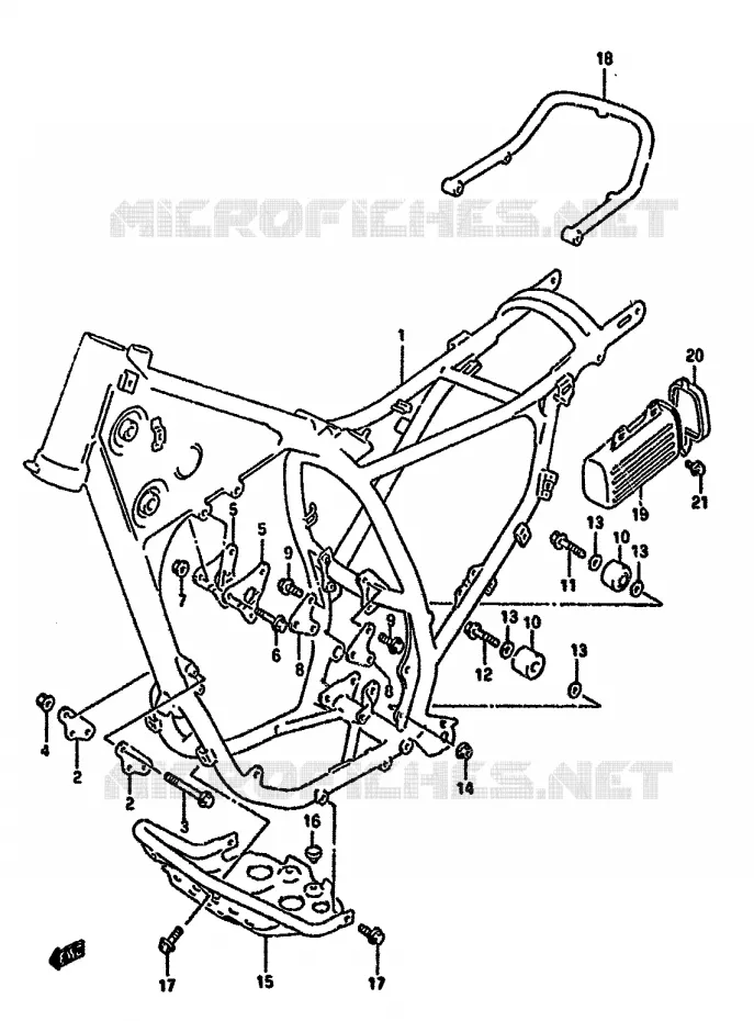 CADRE (MODELE M/N/P) Suzuki MOTO 350 DR 1990  DR350SL(L/M/N/P/R)
