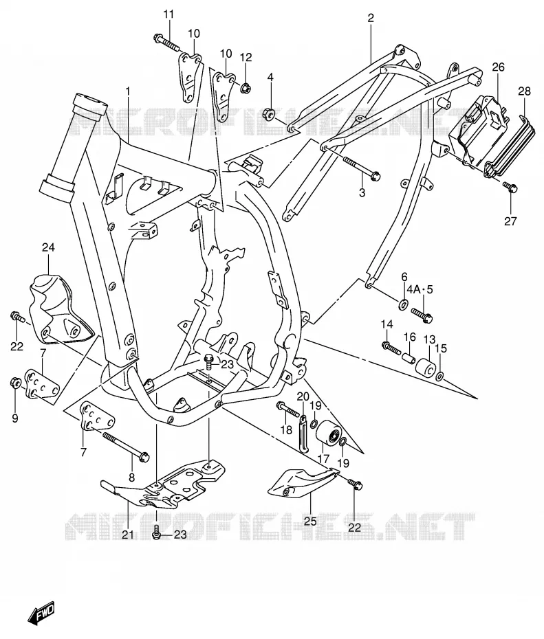 CADRE (MODELE Y) Suzuki MOTO 400 DR-Z 2003  DR-Z400EK3(E1)