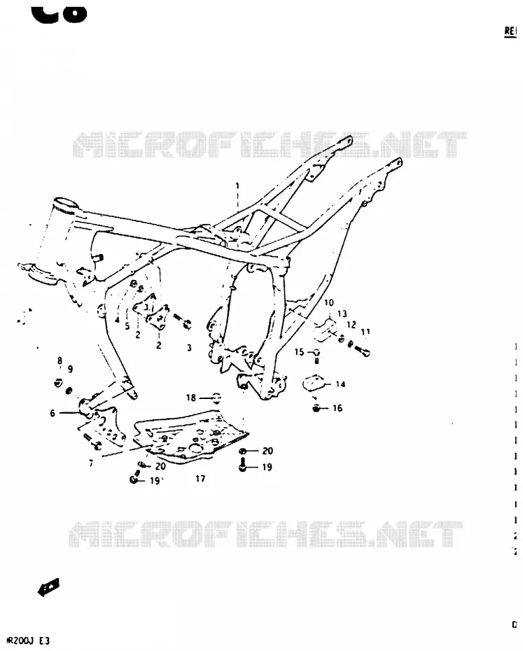 CADRE Suzuki MOTO 200 DR 1988  DR200J(G/H/J)
