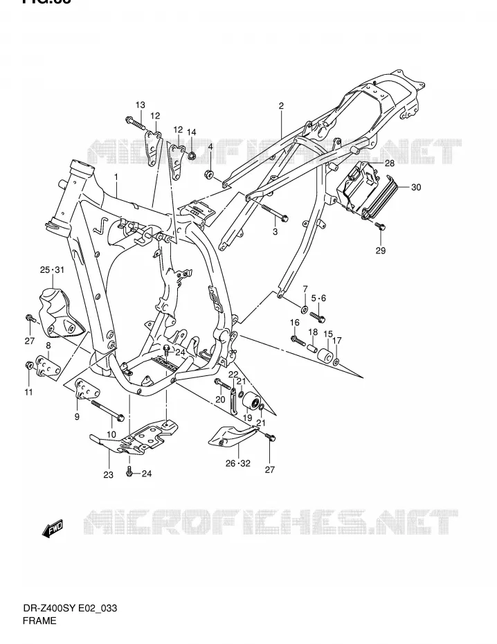 CADRE Suzuki MOTO 400 DR-Z 2001  DR-Z400SK1(E2)