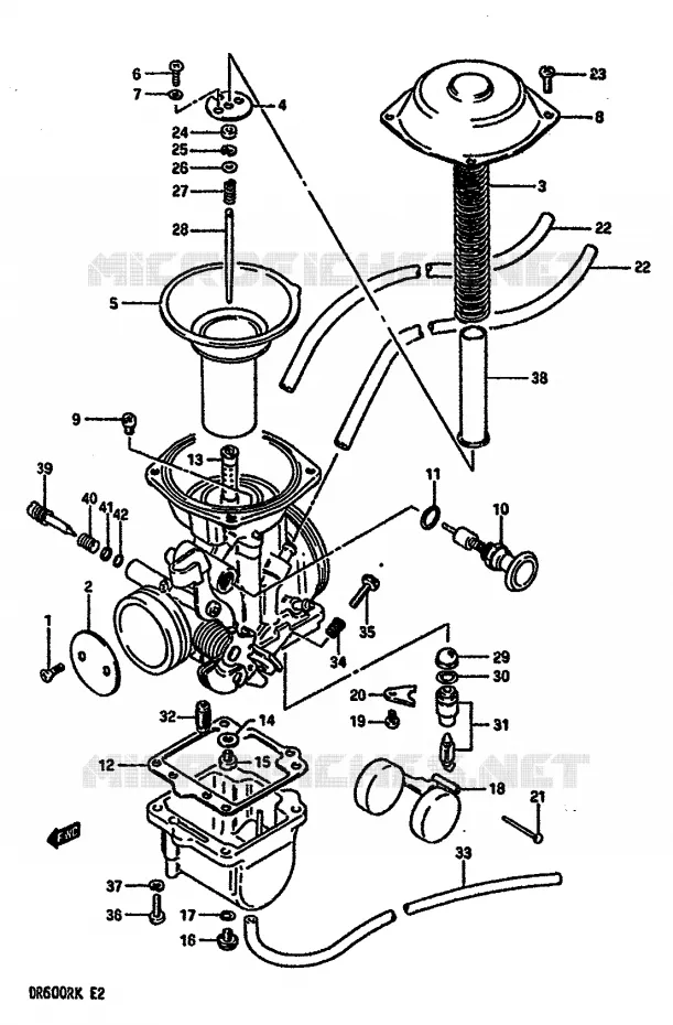 CARBURATEUR (MODELE H/J/K E18) Suzuki MOTO 600 DR 1987  DR600RH(E2)