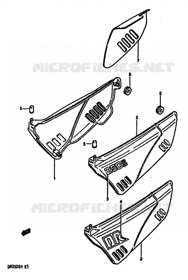 CARENAGES ARRIERE  (MODELE F/G/H) Suzuki MOTO 250 DR 1984  DR250SE(E/F/G/H)