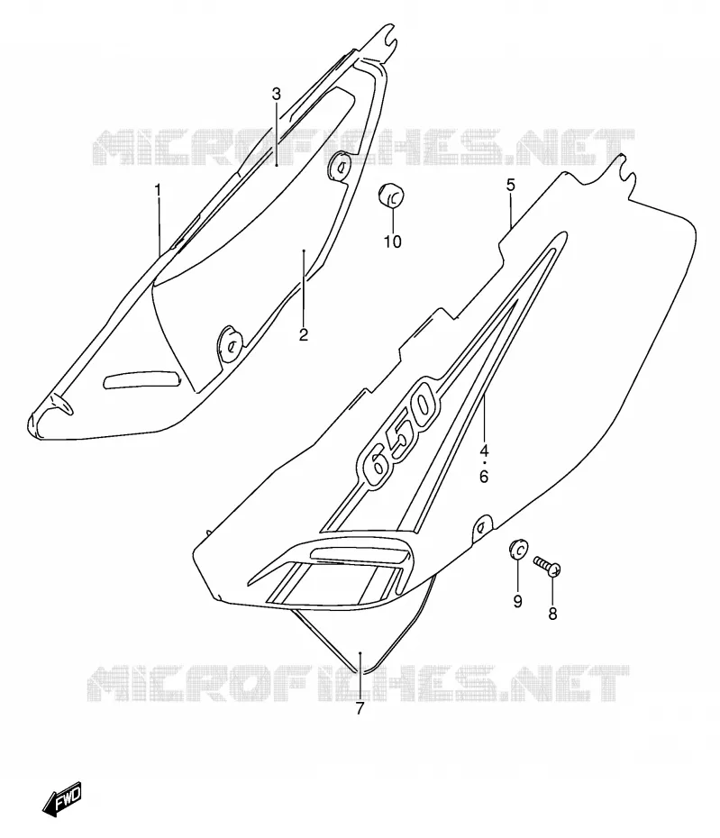 CARENAGES ARRIERE  (MODELE K1) Suzuki MOTO 650 DR 2001  DR650SEK1(E3/E28)
