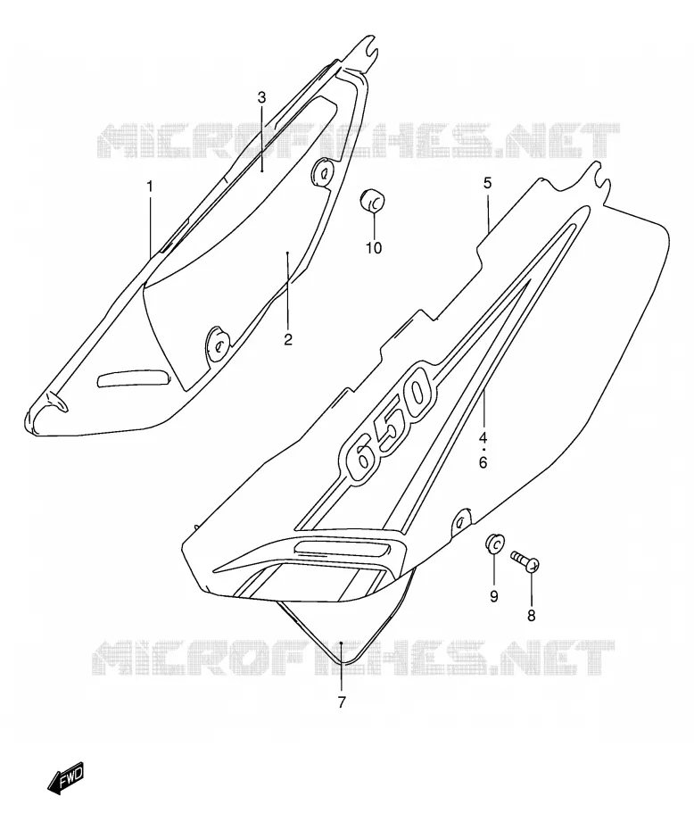 CARENAGES ARRIERE  (MODELE K1) Suzuki MOTO 650 DR 2001  DR650SEUK1(E4)