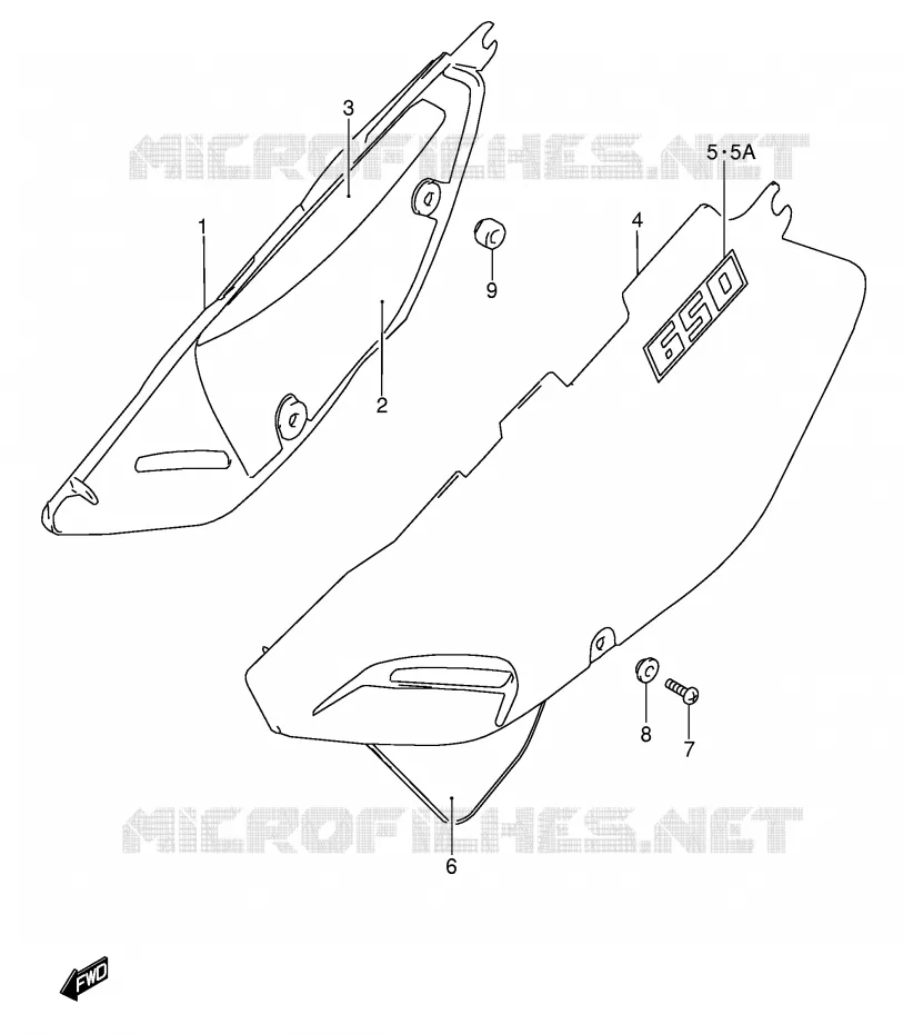 CARENAGES ARRIERE  (MODELE K3/K4/K5) Suzuki MOTO 650 DR 2002  DR650SEK2(E3/E28)