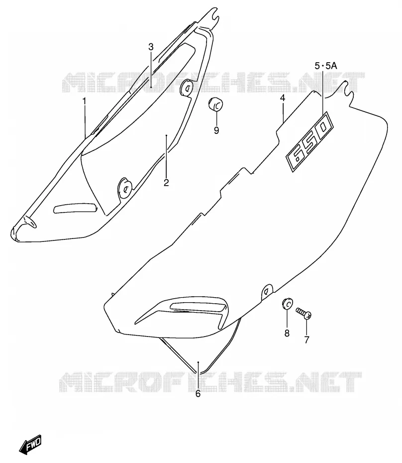 CARENAGES ARRIERE  (MODELE K3/K4/K5) Suzuki MOTO 650 DR 2003  DR650SEK3(E4)