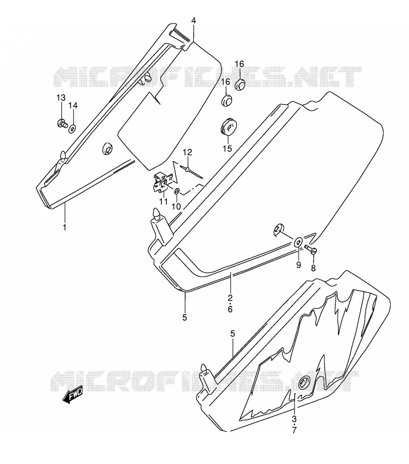 CARENAGES ARRIERE  (MODELE L/M) Suzuki MOTO 350 DR 1990  DR350L(E3)