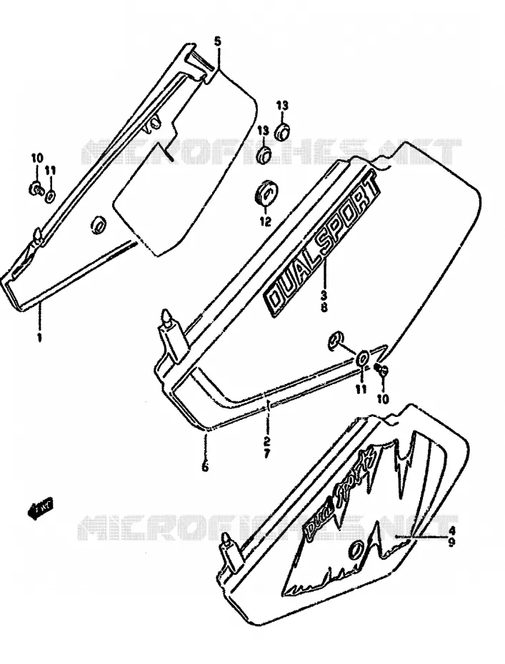 CARENAGES ARRIERE  (MODELE L/M) Suzuki MOTO 350 DR 1994  DR350SR(L/M/N/P/R)