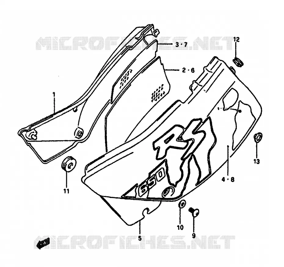CARENAGES ARRIERE  (MODELE M) Suzuki MOTO 650 DR 1990  DR650SL(L/M)