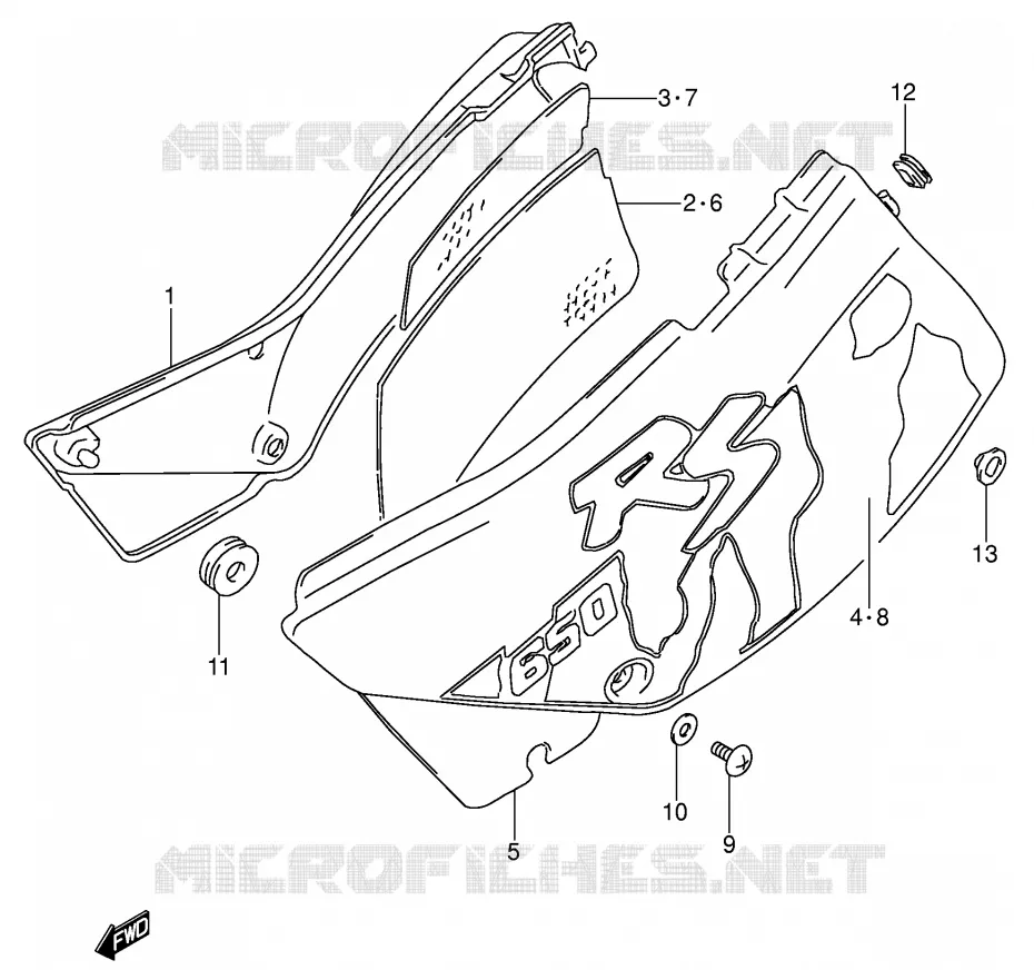 CARENAGES ARRIERE  (MODELE M) Suzuki MOTO 650 DR 1992  DR650SEUN(E4)