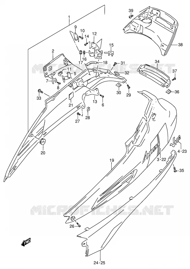 CARENAGES ARRIERE  (MODELE M) Suzuki SCOOTER 100 ADDRESS 2000  AG100Y(E71)