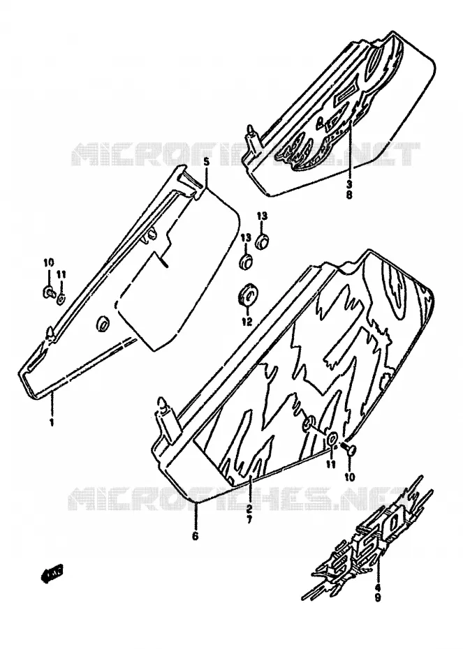 CARENAGES ARRIERE  (MODELE N/P/R) Suzuki MOTO 350 DR 1992  DR350SHN(L/M/N/P/R)