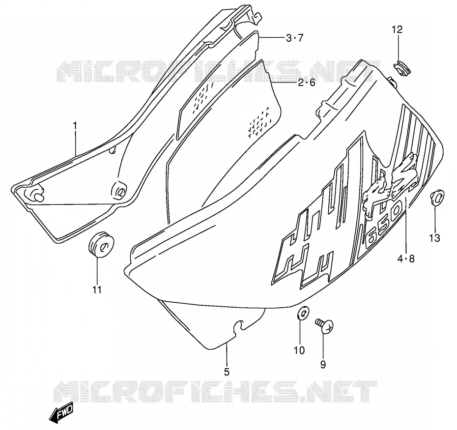 CARENAGES ARRIERE  (MODELE P) Suzuki MOTO 650 DR 1992  DR650SEUN(E4)