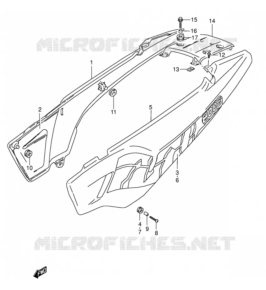 CARENAGES ARRIERE  (MODELE P) Suzuki MOTO 800 DR 1993  DR800SP(E4)