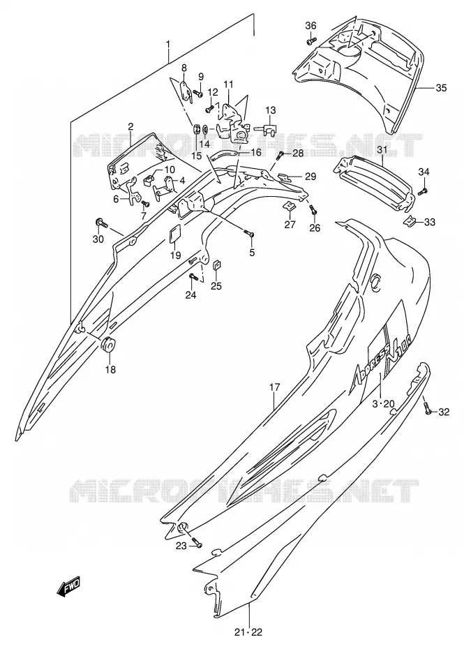 CARENAGES ARRIERE  (MODELE P) Suzuki SCOOTER 100 ADDRESS 1991  AG100M(E71)