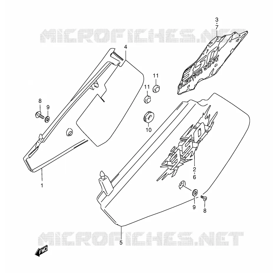 CARENAGES ARRIERE  (MODELE R/S) Suzuki MOTO 350 DR 1997  DR350SEV(E2)