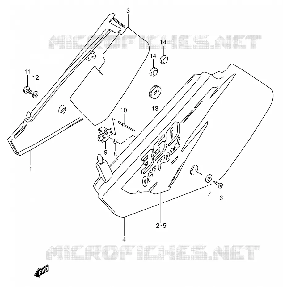 CARENAGES ARRIERE  (MODELE T) Suzuki MOTO 350 DR 1992  DR350N(E1)