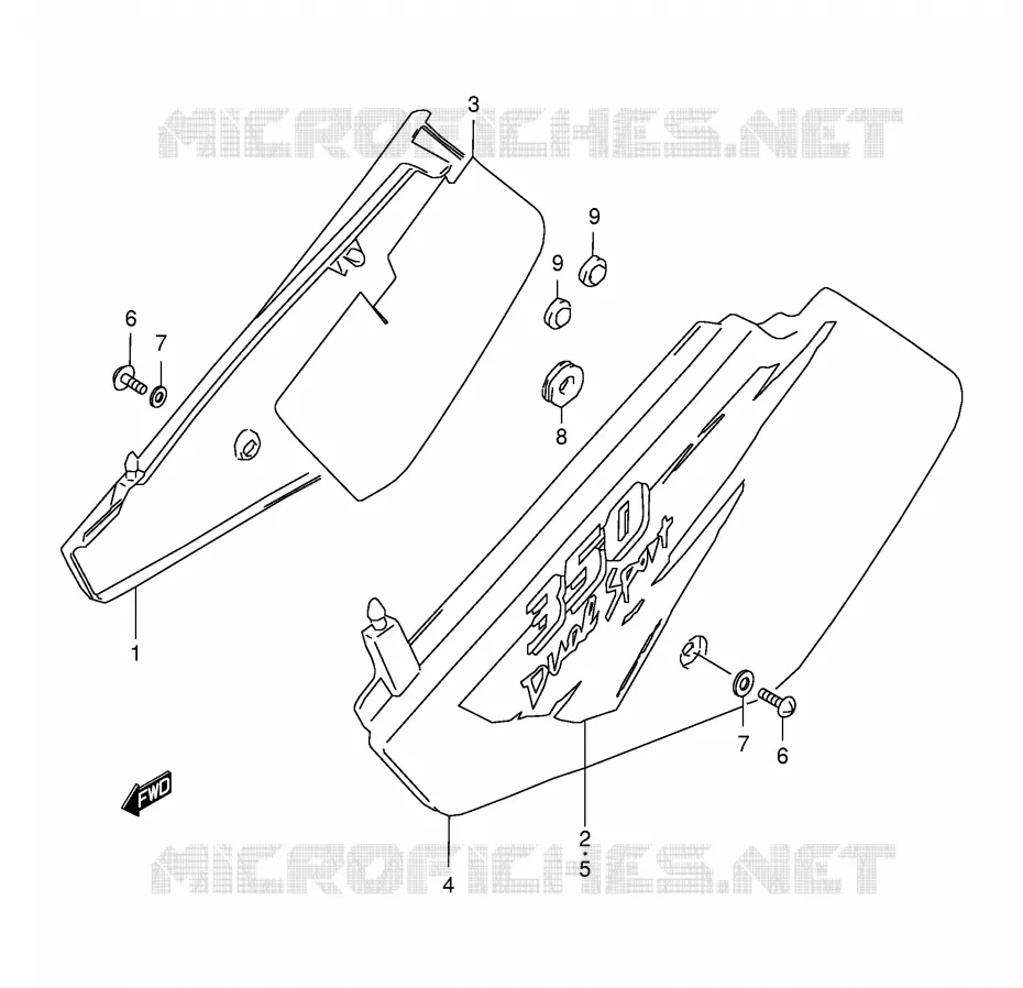 CARENAGES ARRIERE  (MODELE T) Suzuki MOTO 350 DR 1995  DR350SES(E2)