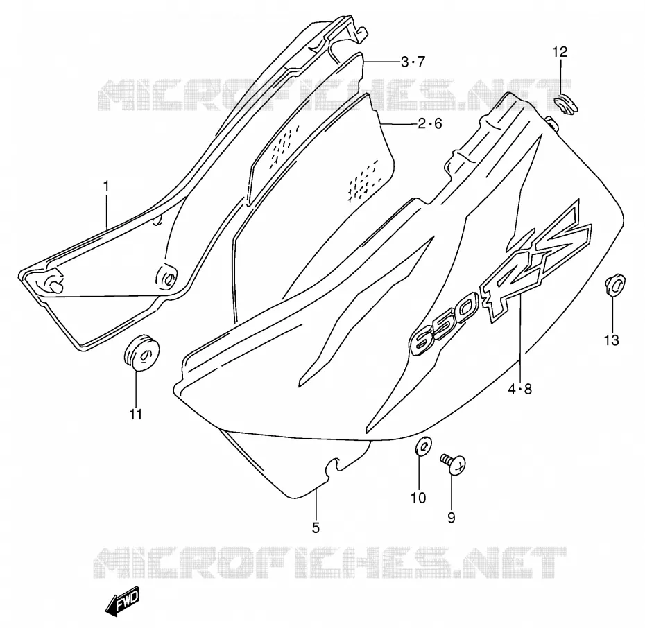 CARENAGES ARRIERE  (MODELE T) Suzuki MOTO 650 DR 1993  DR650RSEP(E4)